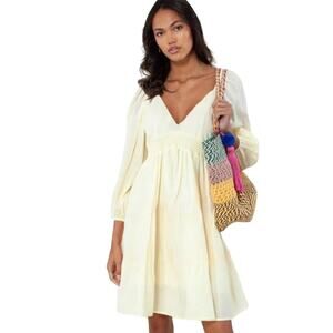 Hale Bob Pale Yellow Long Sleeve Dress Size XS NWT